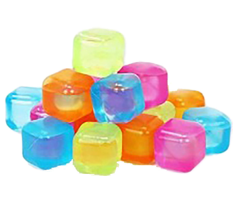 15PC REUSABLE GEL ICE CUBES ASSORTED COLORS