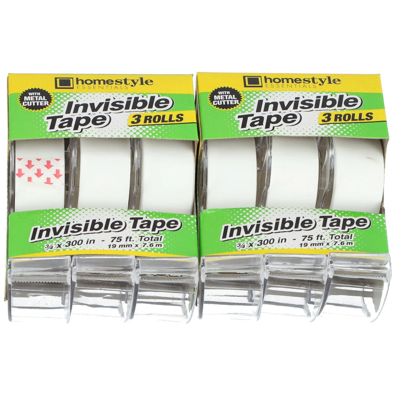 3pk INVISIBLE TAPE 3/4x300'' WITH METAL CUTTER