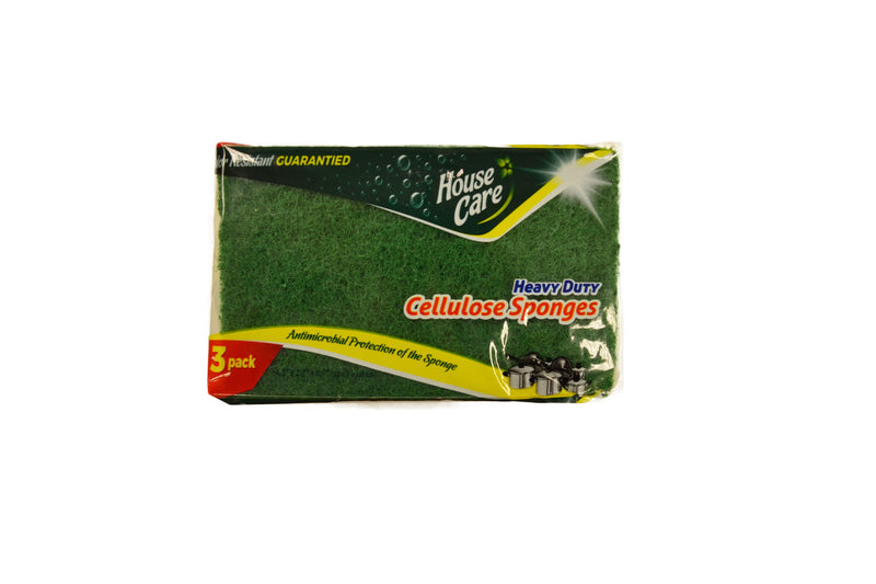 3ct CELLULOSE SPONGE WITH SCRUBBER
