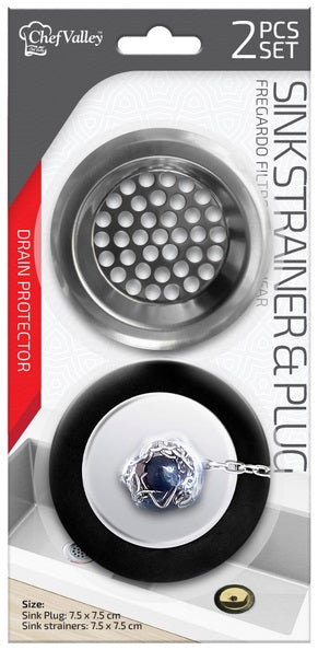 2pc SINK PLUG & STRAINER SET