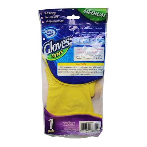 YELLOW LATEX HOUSEHOLD GLOVES MEDIUM