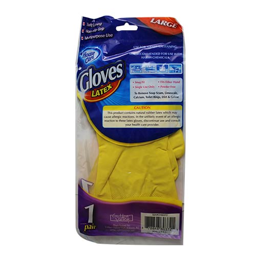 YELLOW LATEX HOUSE GLOVES LARGE