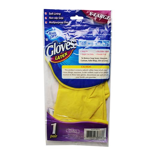 YELLOW LATEX HOUSEHOLD GLOVES X-LARGE