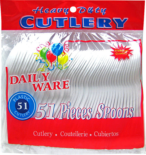 51ct WHITE SPOON HEAVY DUTY CUTLERY