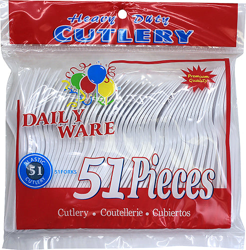 51ct WHITE FORK HEAVY DUTY CUTLERY