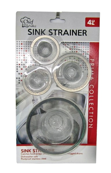 CHEF VALLEY 4PK STAINLESS SINK STRAINER SET
