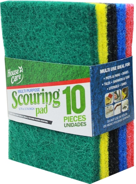 10PK MULTICOLORED SCOURING PADS-48