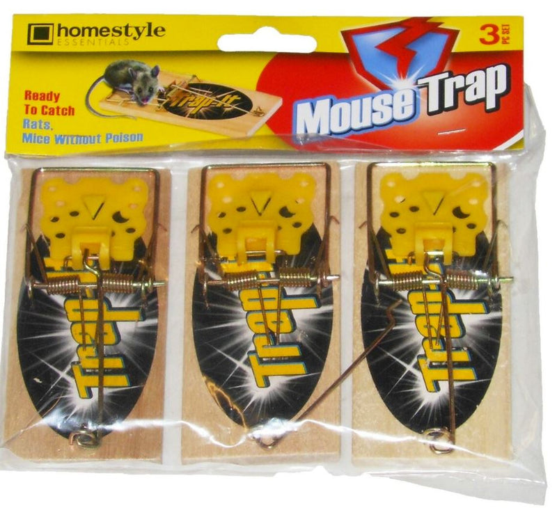 3ct WOODEN MOUSE TRAPS