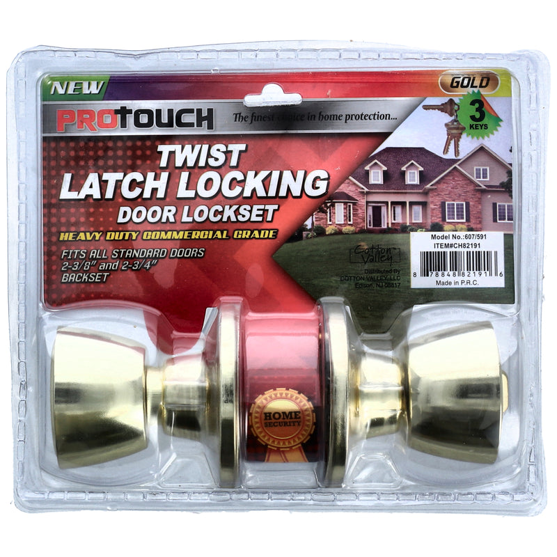 PRO-TOUCH ENTRANCE LOCK BRASS TWIST LATCH LOCKSET