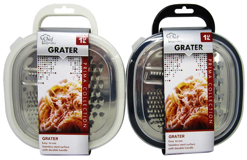 STAINLESS GRATER WITH STORAGE COMPARTMENT