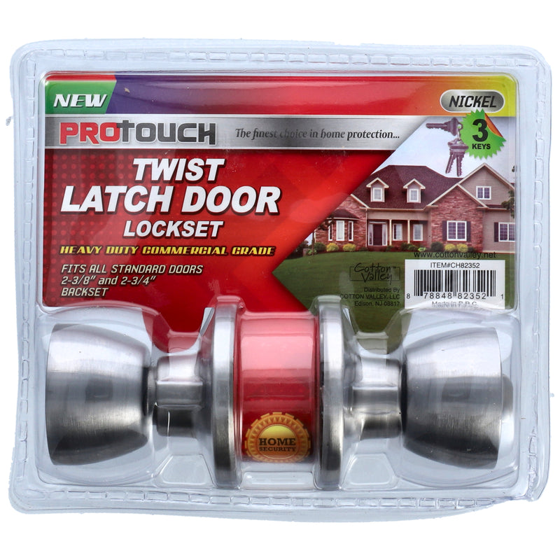 PRO-TOUCH ENTRANCE LOCK SATIN NICKEL TWIST LATCH LOCKSET