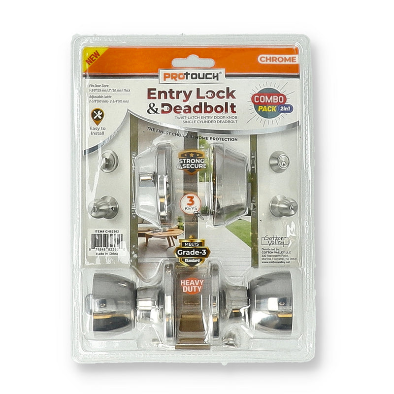 PRO-TOUCH COMBO ENTRANCE LOCKET CHROME PLATED KEYED ALIKE