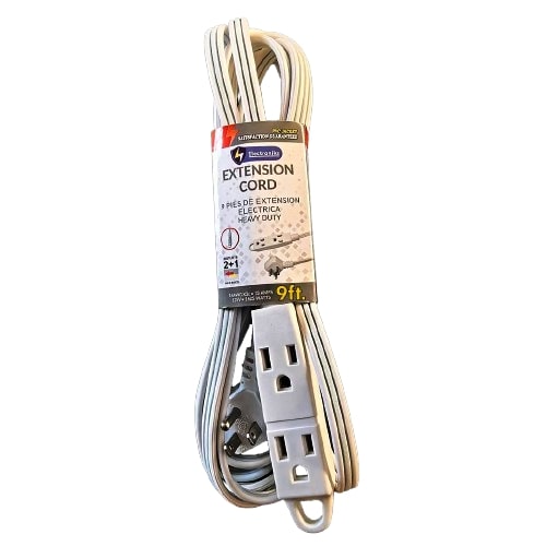 9' 16/3 WHITE EXTENSION CORD FLAT PLUG