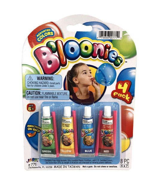 CH88254-4 TUBES ASSORTED COLORS BLOW PLASTIC BALLOONS