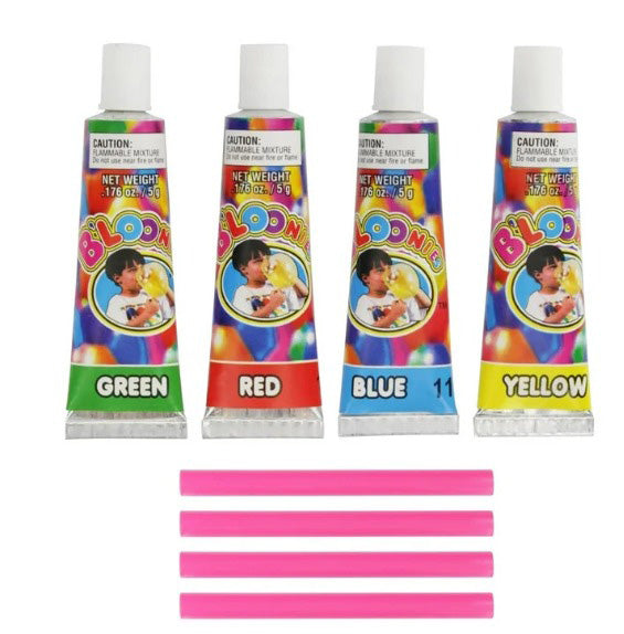 CH88254-4 TUBES ASSORTED COLORS BLOW PLASTIC BALLOONS