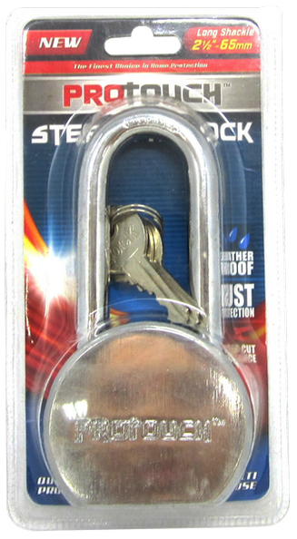 65mm ROUND STEEL BALL PADLOCK LONG SHANK