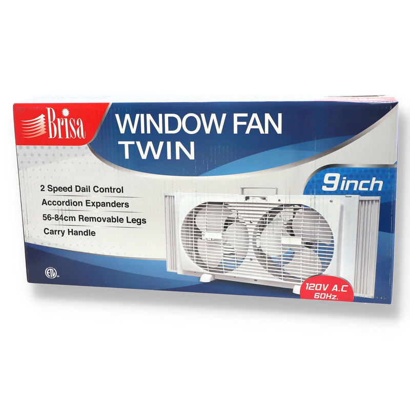 HOME STYLE 9'' TWIN WINDOW FAN 2 SPEED DIAL CONTROL C ETL