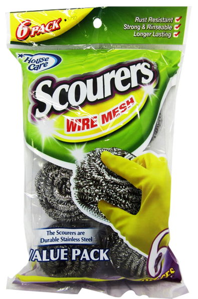 6pk WIRE MESH SCOURER
