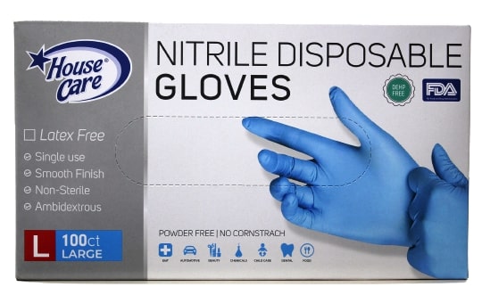 HOUSE CARE 100pc BLUE NITRILE LARGE DISPOSABLE GLOVES