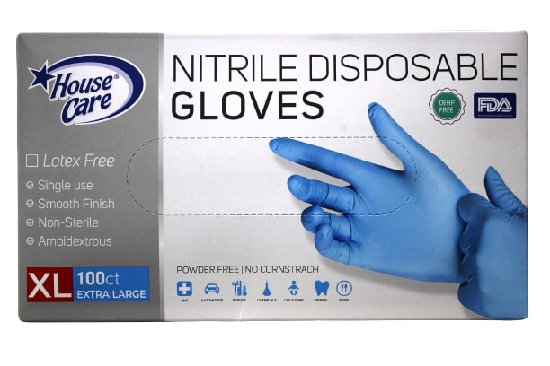 HOUSE CARE 100PC BLUE NITRILE XL DISPOSABLE GLOVES