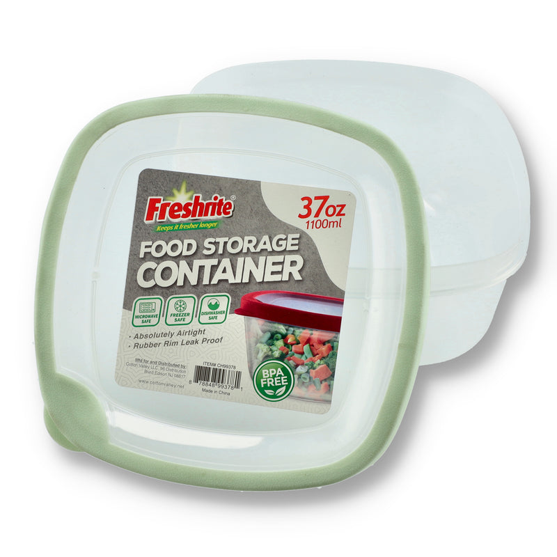 37OZ SQUARE FOOD STORAGE CONTAINER WITH RUBBER SEAL LID