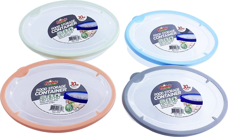 30OZ OVAL FOOD STORAGE CONTAINER WITH RUBBER SEAL LID
