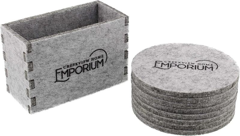 CREEKVIEW 8PC 4'' ROUND FELT COASTER SET WITH HOLDER