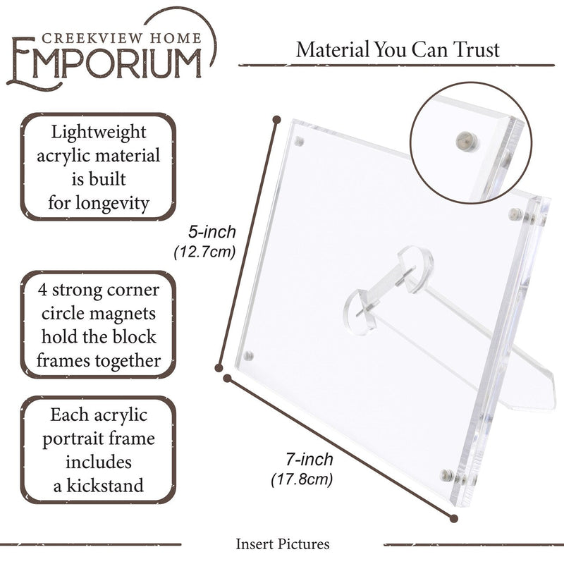CREEKVIEW 2PK CLEAR ACRYLIC PICTURE FRAME STANDS 5x7''