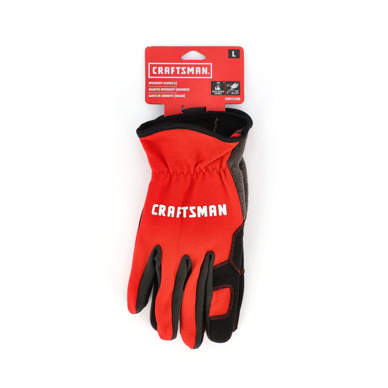 CRAFTSMAN RED UTILTY SPEED CUFF WORK GLOVES LARGE