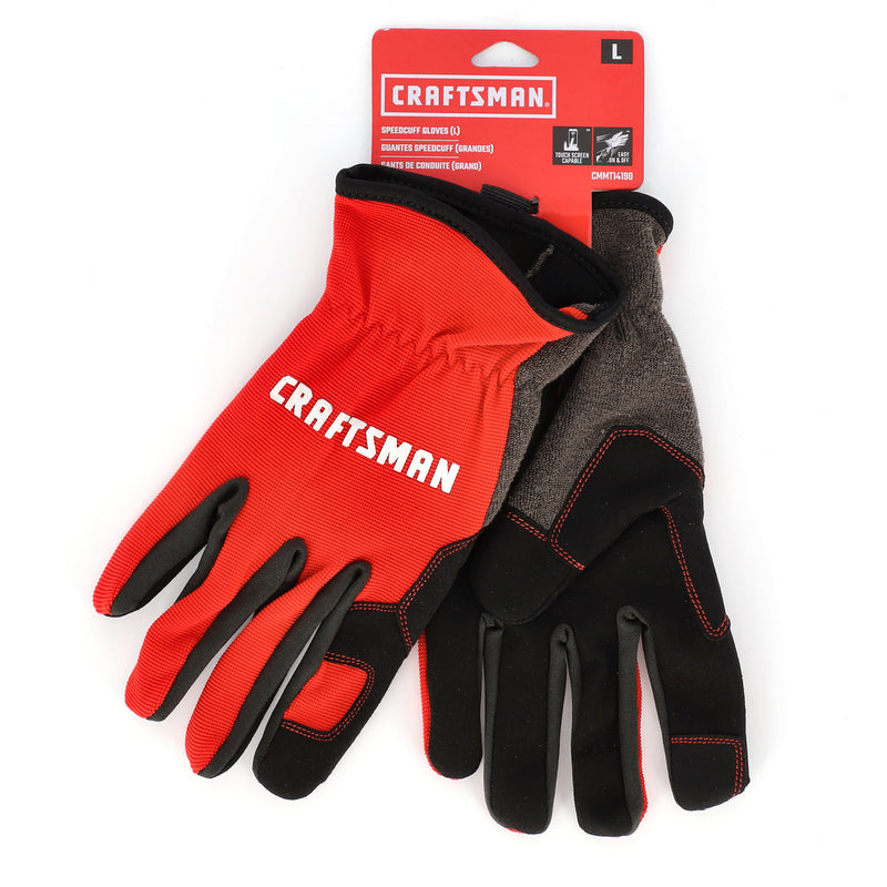 CRAFTSMAN RED UTILTY SPEED CUFF WORK GLOVES LARGE