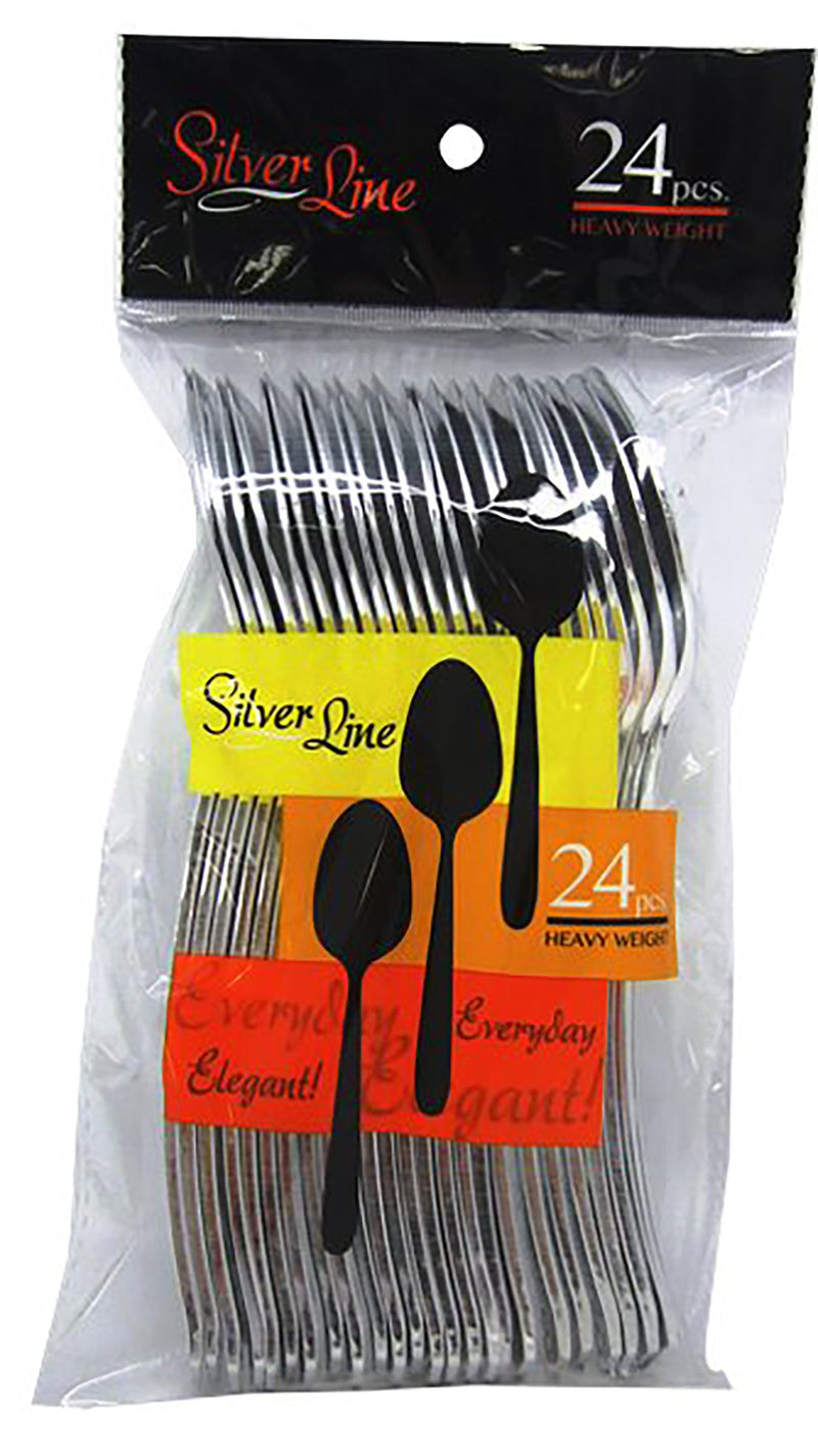 24CT HEAVY WEIGHT SILVER PLASTIC SPOON