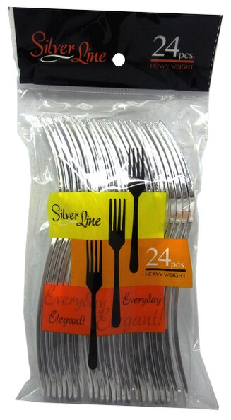 24CT HEAVY WEIGHT SILVER PLASTIC FORK