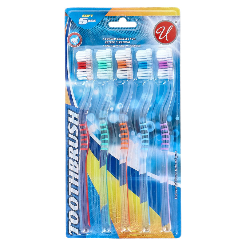 5PK TOOTH BRUSH CLEAR HANDLE SOFT BRISTLES