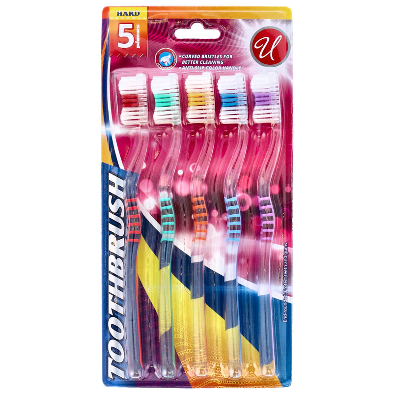 5pk TOOTHBRUSH HARD CLEAR HANDLES