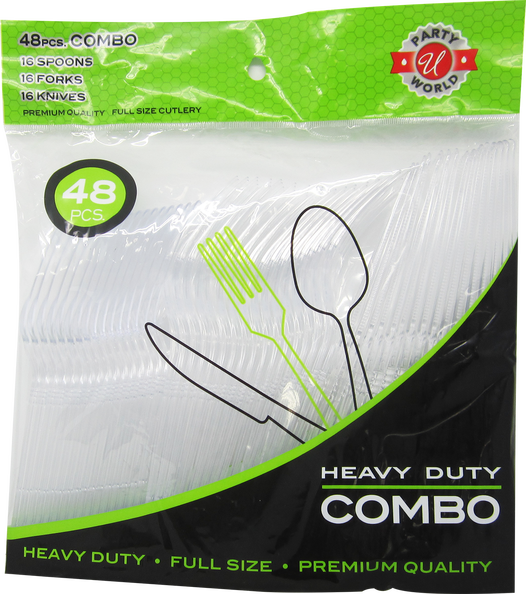 48ct PS CLEAR COMBO HEAVY DUTY CUTLERY