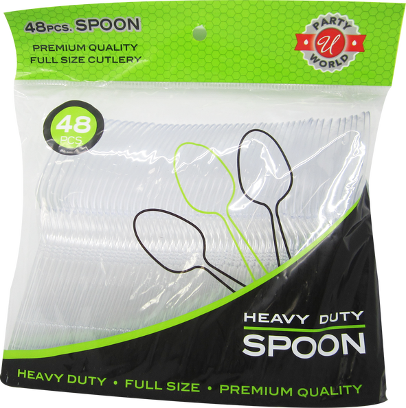 48ct PS CLEAR SPOON HEAVY DUTY CUTLERY