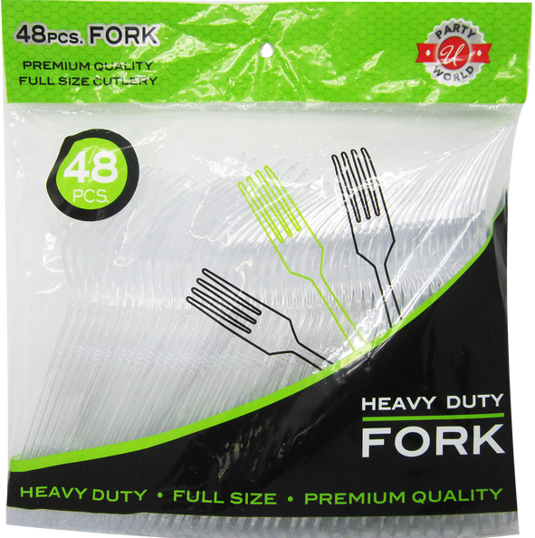 48ct PS CLEAR FORK HEAVY DUTY CUTLERY
