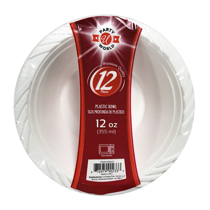 PARTY WORLD 12CT 12OZ WHITE MICROWAVE DEEP BOWL MICROWAVE SAFE