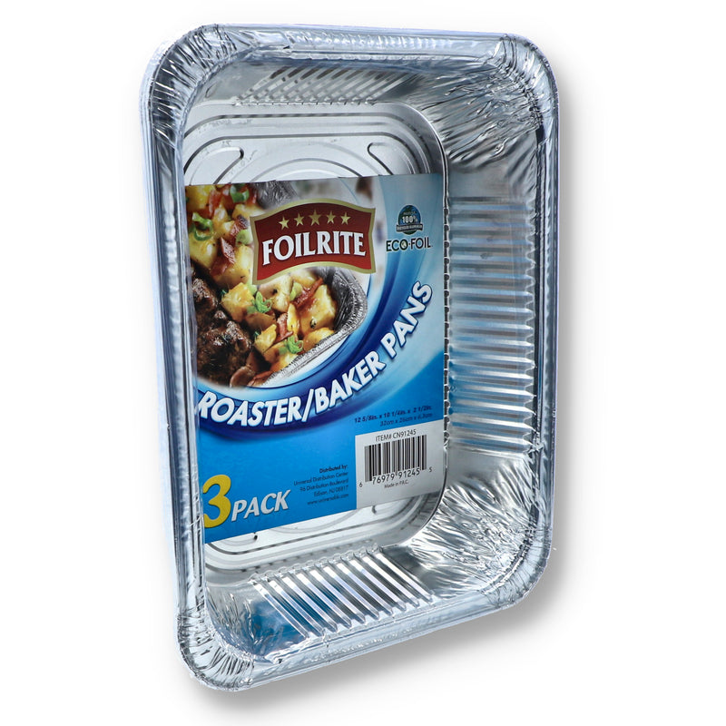 3PK 9'' FOILRIGHT ROASTER-BAKER PANS 12.5x10.25x2.5''