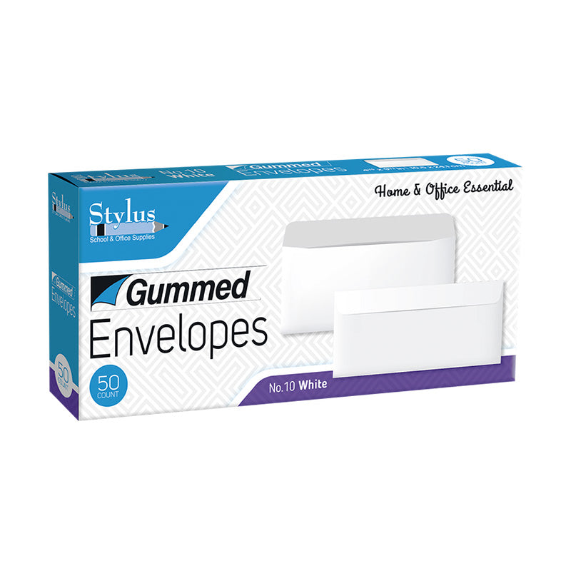 50CT #10 WHITE GUMMED ENVELOPES