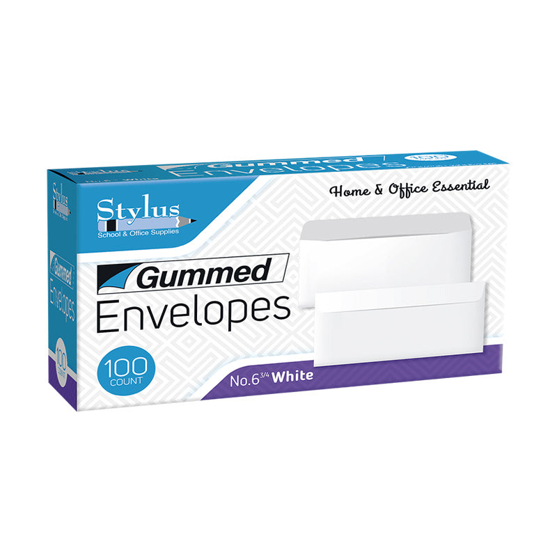 STYLUS 100CT #6 3/4 WHITE GUMMED ENVELOPES