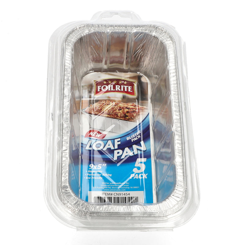 CN91454-FOILRITE 5PK 9X5'' LOAF PAN WITH BLISTER PACK