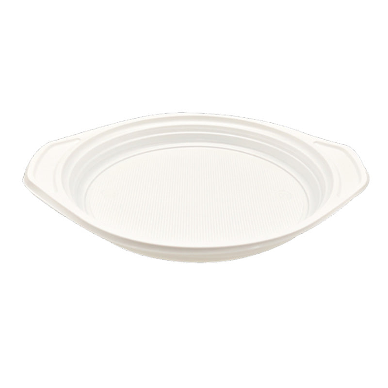 PARTY WORLD 50PC 8.66'' ROUND PLASTIC PLATE WITH HANDLES MICROWAVE SAFE