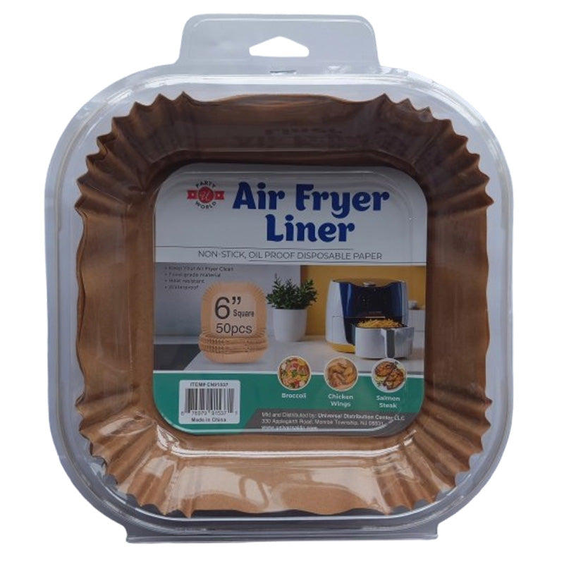 PARTY WORLD 50PC 6'' SQUARE NON-STICK AIR FRYER LINERS