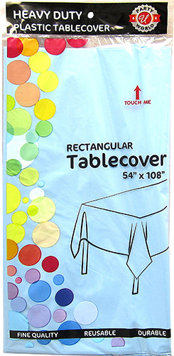 LIGHT BLUE PLASTIC TABLECOVER 54x108''