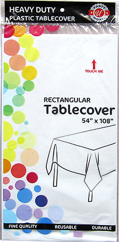 WHITE PLASTIC TABLECOVER 54x108''