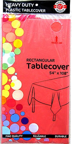 WATERMELON RED PLASTIC TABLECOVER 54x108''