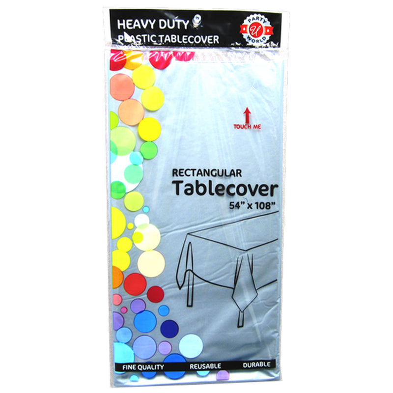 PLASTIC TABLE COVER SILVER 54x108''