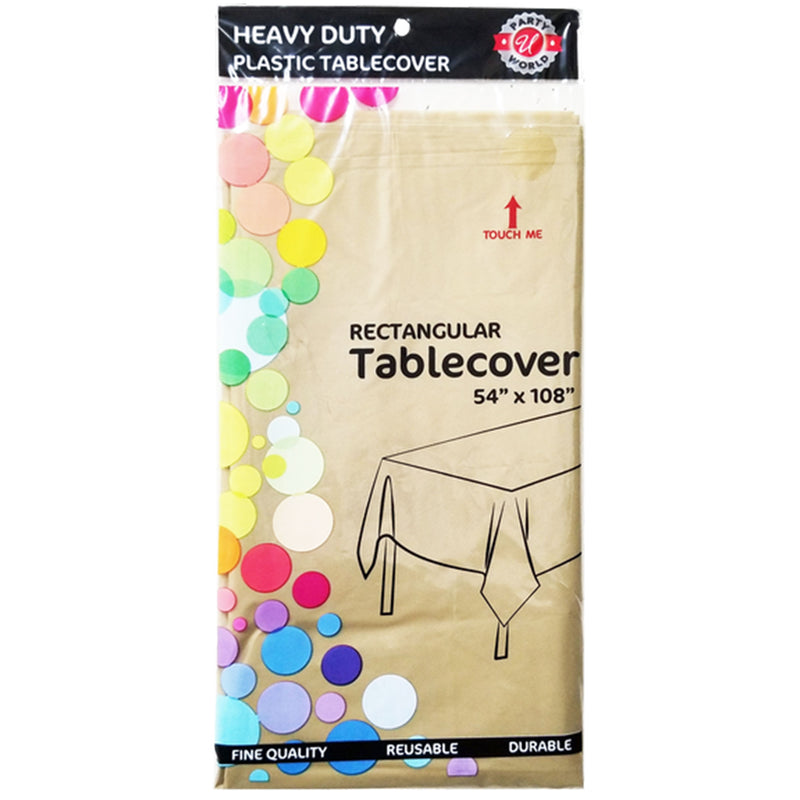 PLASTIC TABLE COVER GOLD 54x108''