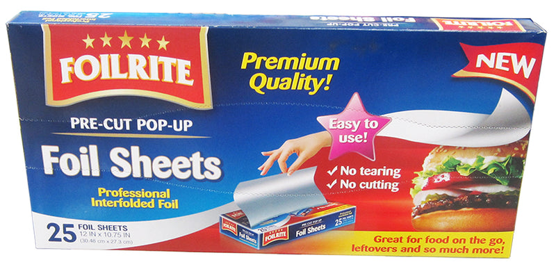 25ct PRE-CUT POP UP FOIL SHEETS 12x12.5''